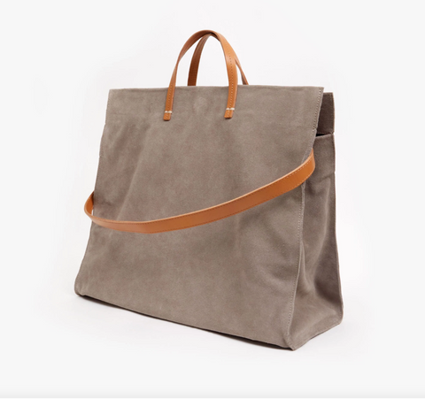 CLARE V: Simple Suede Tote | Grey — Maison Maison