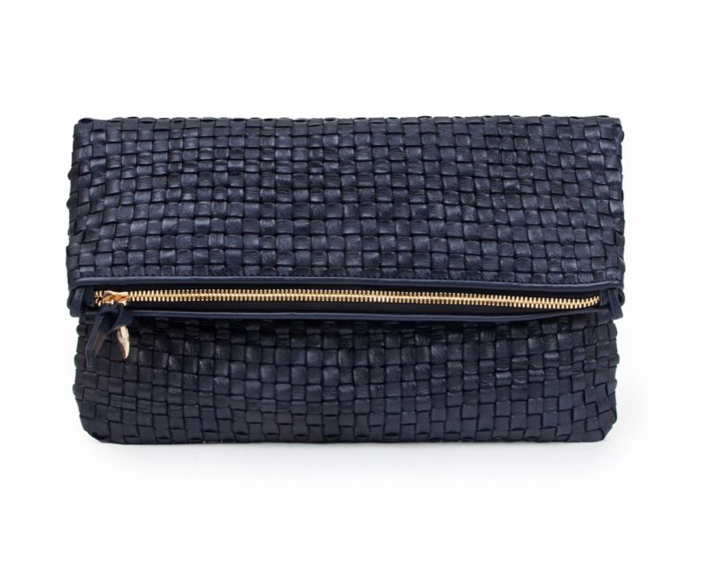 Twilight Black Woven Foldover Clutch – maeree