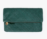 clare v deep sea woven leather foldover clutch with tabs at maeree 