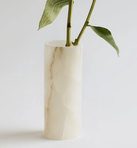 white alabaster bud vase at maeree