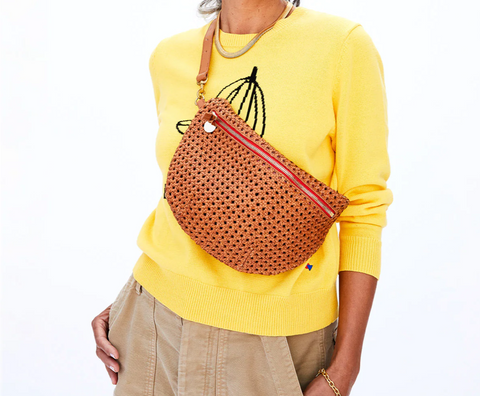 Clare V. Grande Fanny Bag in Tan Rattan