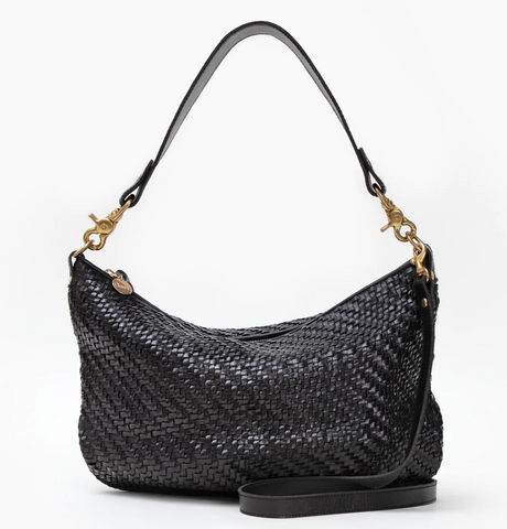 midi sac in black and natural woven checker – Twigs