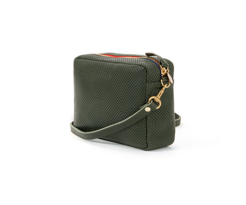 clare v loden perforated leather crossbody at maeree