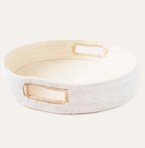 indego africa white beaded tray at maeree