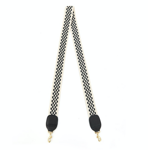 Clare V. Crossbody Strap - Black/Cream Checker