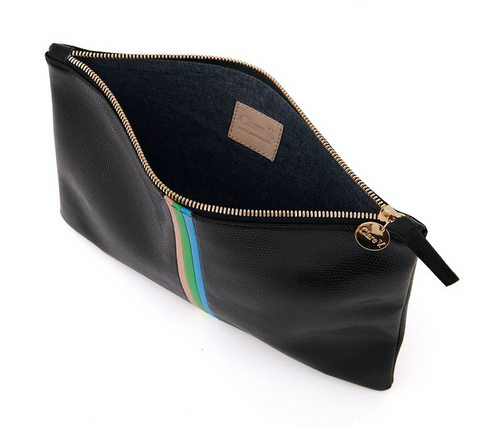 Black Lizard Stripe Flat Clutch maeree