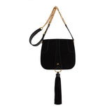 black suede tassel saddle bag from avgvs at maeree