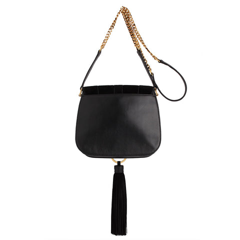 Black suede tassel bag online