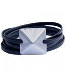 article22 rock stud black leather wrap bracelet at maeree