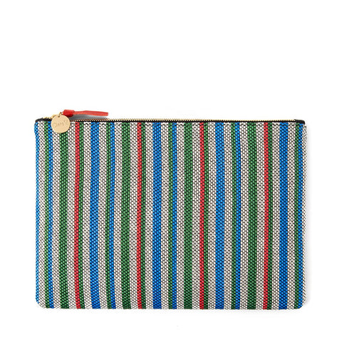 clare v garden stripe flat clutch