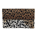 clare v leopard hair-on folder clutch maeree