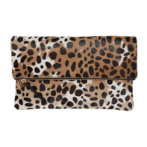 Clare V. Oversize Leopard Foldover Clutch