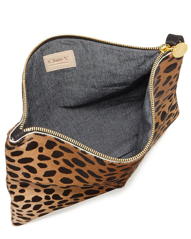 Clare V. Foldover Clutch in Leopard