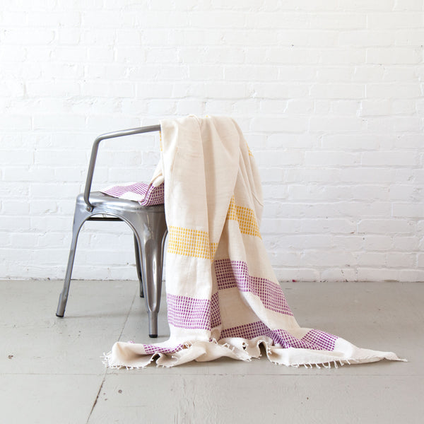 Organic Cotton Fuchsia & Gold Striped Blanket maeree