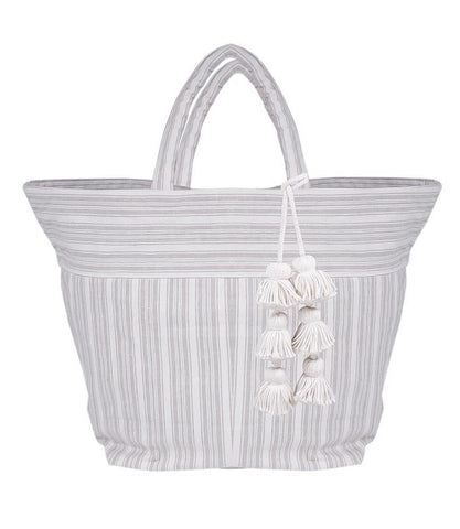 jadetribe sabai gray striped beach tote