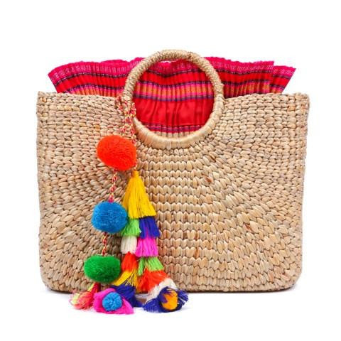 Square Hyacinth Tasseled Basket Bag