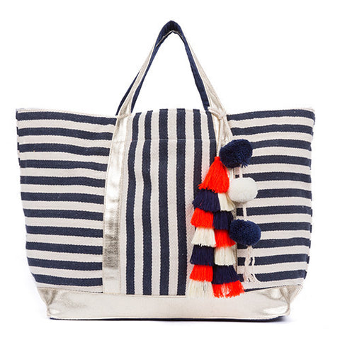 jadetribe valerie st jean navy striped beach tote at maeree