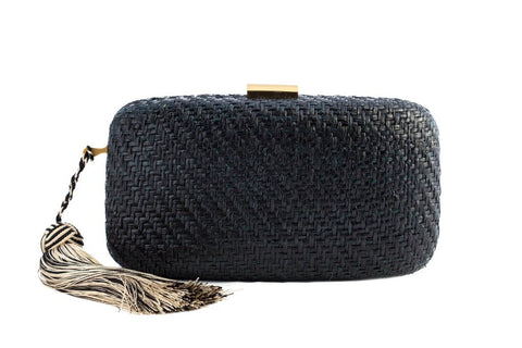 Clutch Purse Kayu Jen Straw Clutch Kayu Straw Clutch Black