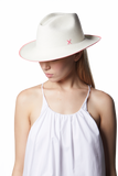 artesano paresi panama hat white with pink detail