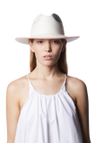 artesano panama hat pares white with pink stitch