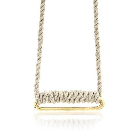pico wide oval brass necklace natural rope at maeree