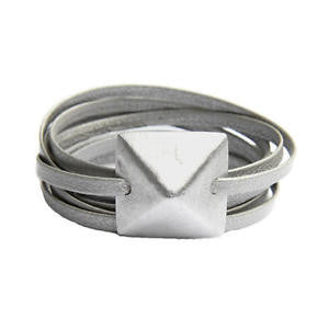 article22 rock stud silver leather wrap bracelet at maeree