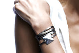 Rock Stud Silver Leather Wrap Bracelet